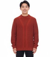 Men's Cable Knit Sweater, Sustainable Crew Neck Sweater 970108 Rust Brown Men's Cable Knit Sweater, Sustainable Crew Neck Sweater 970108 Rust Brown
