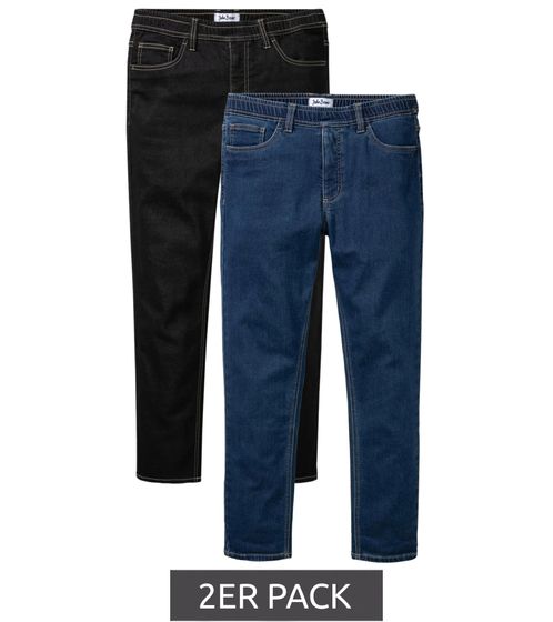 2-pack men's jeans, 5-pocket style, denim trousers, cotton jeans, 968201, black/blue