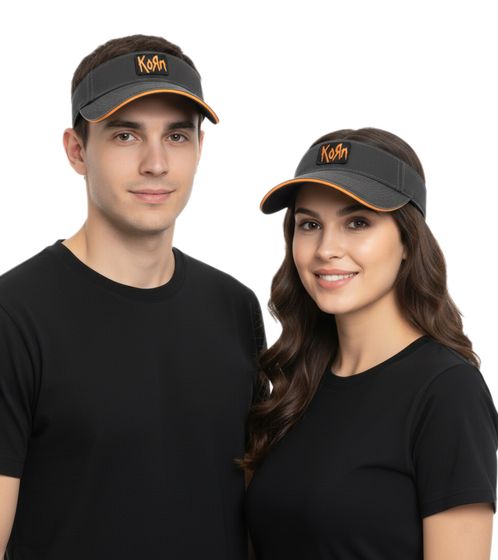 Casquette visière unisexe Korn, bande métallique avec logo brodé, en coton, chapeau de supporter 1134KRN, grise Casquette visière unisexe Korn, bande métallique avec logo brodé, en coton, chapeau de supporter 1134KRN, grise