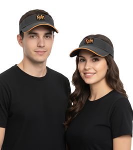 Casquette visière unisexe Korn, bande métallique avec logo brodé, en coton, chapeau de supporter 1134KRN, grise Casquette visière unisexe Korn, bande métallique avec logo brodé, en coton, chapeau de supporter 1134KRN, grise
