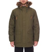 Parka da uomo con cappuccio in pelliccia, giacca lunga in stile militare, giacca in cotone 940163, verde kaki