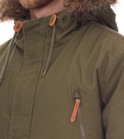 Parka da uomo con cappuccio in pelliccia, giacca lunga in stile militare, giacca in cotone 940163, verde kaki