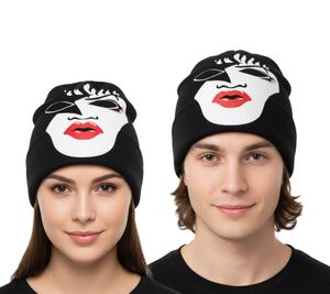 KISS Beanie with Large Front Print, Knitted Hat, Fan Beanie with Logo on the Neck, SK162060KIS Black