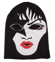 KISS Beanie with Large Front Print, Knitted Hat, Fan Beanie with Logo on the Neck, SK162060KIS Black