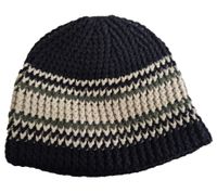 Bonnet d'hiver unisexe Trust Co en crochet, bonnet en tricot doux à rayures, bonnet en coton, 7312GUY bleu marine/blanc/vert Bonnet d'hiver unisexe Trust Co en crochet, bonnet en tricot doux à rayures, bonnet en coton, 7312GUY bleu marine/blanc/vert
