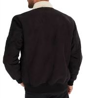 Giacca da pilota da uomo in similpelle sostenibile, elegante bomber con colletto teddy, 952454 Nero Giacca da pilota da uomo in similpelle sostenibile, elegante bomber con colletto teddy, 952454 Nero