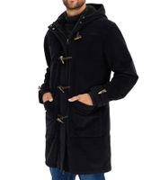 Sustainable Men's Duffle Coat, Padded Parka with Hood, Corduroy Jacket 920857 Black