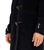 Sustainable Men's Duffle Coat, Padded Parka with Hood, Corduroy Jacket 920857 Black