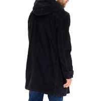 Sustainable Men's Duffle Coat, Padded Parka with Hood, Corduroy Jacket 920857 Black
