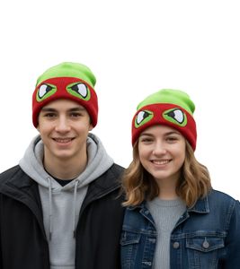 Teenage Mutant Ninja Turtles Beanie im Raphael-Gesichtsdesign Strick-Beanie Fan-Artikel KC07QOTMT Grün