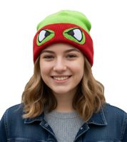 Teenage Mutant Ninja Turtles Beanie im Raphael-Gesichtsdesign Strick-Beanie Fan-Artikel KC07QOTMT Grün