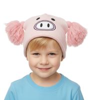 Gorro Piggy para Adolescentes con Pompones y una Carita Adorable en la Parte Delantera BE170080PLW Rosa