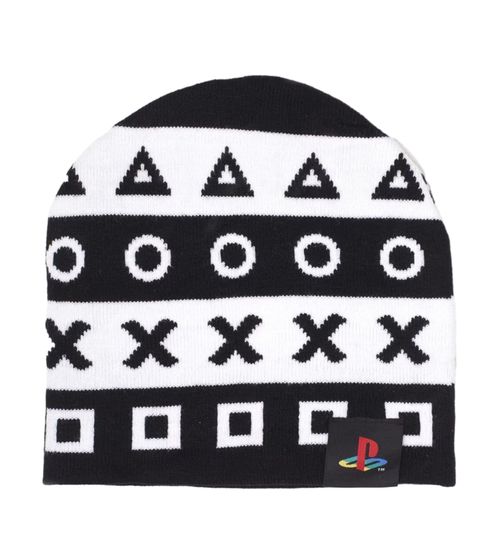 PlayStation Beanie with PlayStation Symbols, Gaming Hat, Knitted Beanie, Fan Merchandise KC042612SNY, Black/White