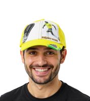 Cappellino da baseball unisex WORLDCUP LEGENDS con design brasiliano Cappellino in cotone con stampa di un giocatore di football Cappellino con visiera curva con stampa del numero 9 Look rovinato TC123027WCL Giallo/Multicolore
