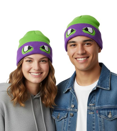 Teenage Mutant Ninja Turtles Beanie im Donnie-Gesichtsdesign Strick-Beanie Fan-Artikel KC07QQTMT Grün