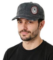 Gorra unisex "FALL OUT BOY", de algodón, corte militar y ligeramente curvado, gris/rosa