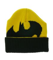 Batman Unisex Beanie Strick-Mütze mit Batman-Logo Fan-Beanie KC07AQBTM Schwarz/Gelb