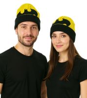 Batman Unisex Beanie Strick-Mütze mit Batman-Logo Fan-Beanie KC07AQBTM Schwarz/Gelb