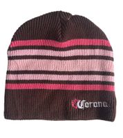 Bonnet d'hiver Corona pour femme, bonnet en maille douce avec logo brodé, bonnet en coton, KC101387COR, marron/rose Bonnet d'hiver Corona pour femme, bonnet en maille douce avec logo brodé, bonnet en coton, KC101387COR, marron/rose