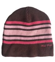 Bonnet d'hiver Corona pour femme, bonnet en maille douce avec logo brodé, bonnet en coton, KC101387COR, marron/rose Bonnet d'hiver Corona pour femme, bonnet en maille douce avec logo brodé, bonnet en coton, KC101387COR, marron/rose
