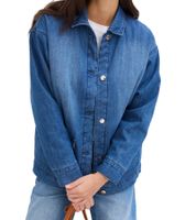 Veste en jean oversize pour femme avec col en fourrure amovible et doux, veste de mi-saison 946445 Bleu Veste en jean oversize pour femme avec col en fourrure amovible et doux, veste de mi-saison 946445 Bleu