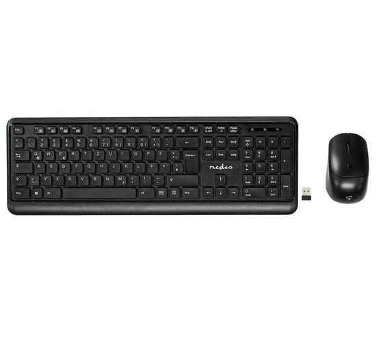 nedis Kabellose Maus und Tastatur kabellose Verbindung über Nano-USB-Empfänger KBMCW10BKDE Schwarz
