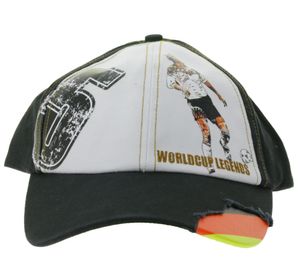 WORLDCUP LEGENDS Unisex Baseball-Cap im Deutschland-Design Baumwoll-Cap mit Fußballspieler-Print Curved-Brim-Cap mit No.5-Print Damaged-Look TC123027WCL Schwarz