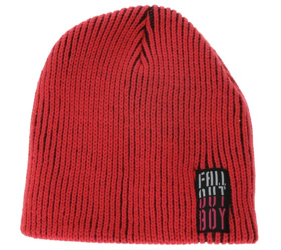 FALL OUT BOY Unisex Mütze Teenager Beanie Pop-Punk mit Logo-Stickerei KC103250FOB Pink/Schwarz