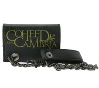 Cartera de piel COHEED AND CAMBRIA con logo, cierres metálicos a presión y cadena, estilo gótico rockero LW105544COH0 Negro/Dorado