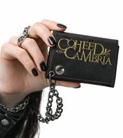 COHEED AND CAMBRIA Leather Wallet with Logo Motif, Metal Snap Fasteners, and Chain, Rocky Gothic Style LW105544COH0 Black/Gold