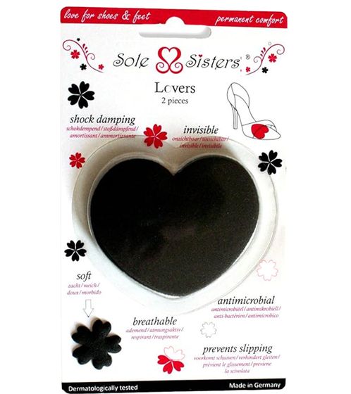Sole Sister Lovers Stoßdämpfende und atmungsaktive Ballenpolster für High Heels Einlegesohle Schwarz/Grau