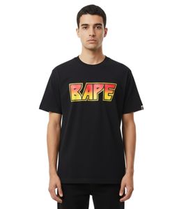 T-shirt A Bathing Ape BAPE coupe décontractée avec strass, imprimé au dos, noir