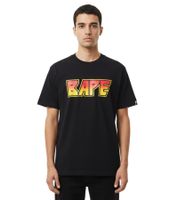 T-shirt A Bathing Ape BAPE coupe décontractée avec strass, imprimé au dos, noir