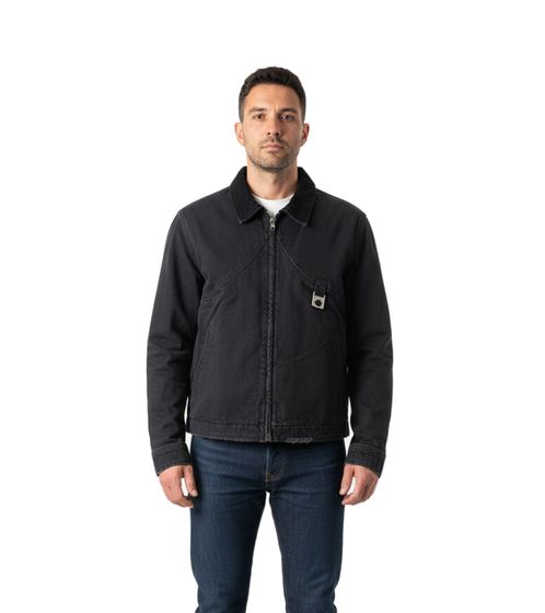 Chaqueta ligera Rough Over de entretiempo, con logo en la espalda y cuello de pana, negra.