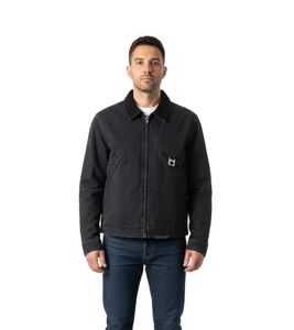 Chaqueta ligera Rough Over de entretiempo, con logo en la espalda y cuello de pana, negra.