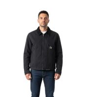 Chaqueta ligera Rough Over de entretiempo, con logo en la espalda y cuello de pana, negra.