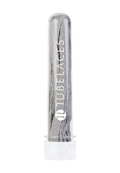 TubeLaces White Flat shoelaces light grey