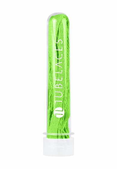 TubeLaces White Flat shoelaces neon green