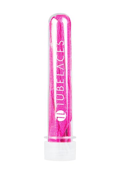 TubeLaces White Flat Schnürsenkel neonpink