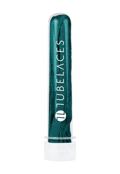 TubeLaces White Flat Schnürsenkel petrol