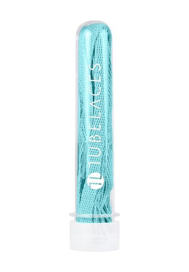 TubeLaces White Flat Schnürsenkel ice blue