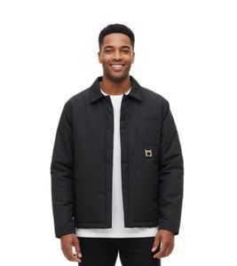 ROUGH. Overshirt-Jacke – Übergangsjacke mit Hemdkragen & Brusttasche in Schwarz