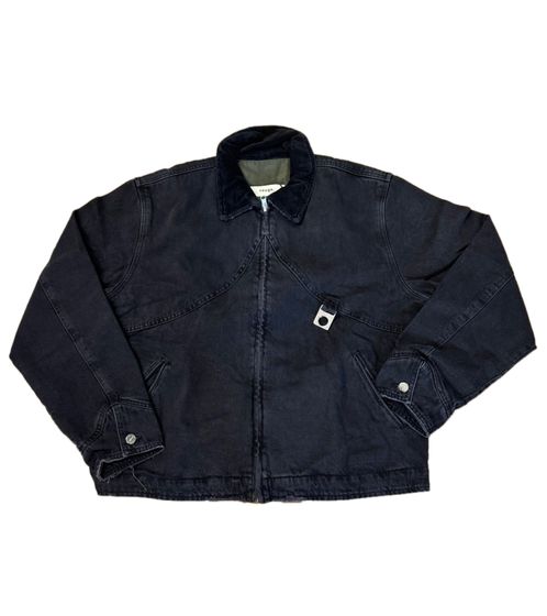 ROUGH. Giacca in denim con cerniera, giacca da mezza stagione, giacca autunnale, nera