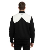 ROUGH. Men's Varsity Jacket with Leather Details, Stylish Leather Jacket, Black/White