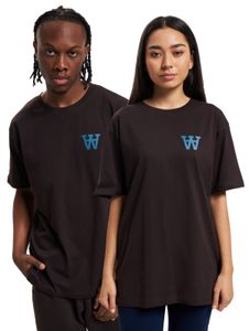 WOOD WOOD Ace Brust-Print T-Shirt schwarz kaffee