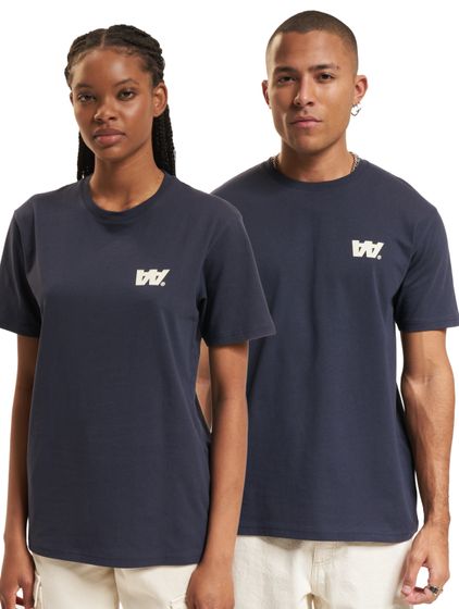 WOOD WOOD Ace Letter T-Shirt navy blue