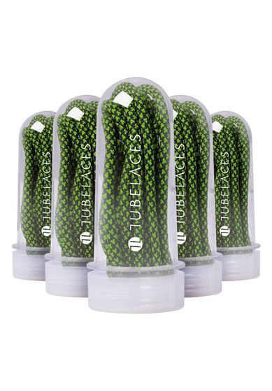TubeLaces White Flat shoelaces black/neon green