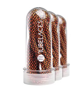 TubeLaces Weißer flacher Schnürsenkel schwarz/neonorange