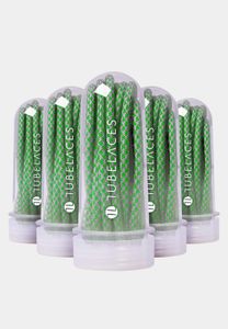 TubeLaces White Flat shoelaces grey/green