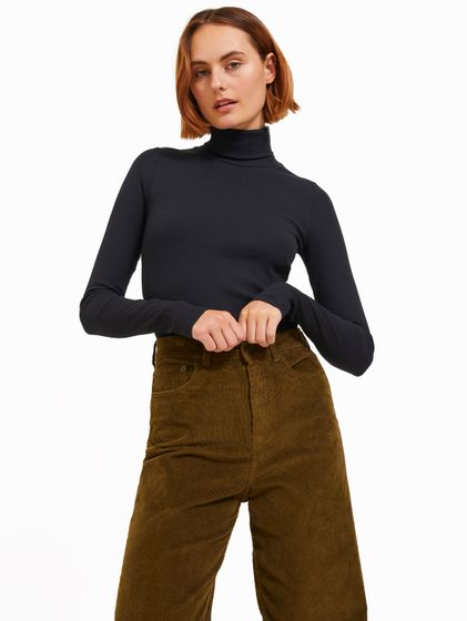 JJXX Freya Rib maniche lunghe nere